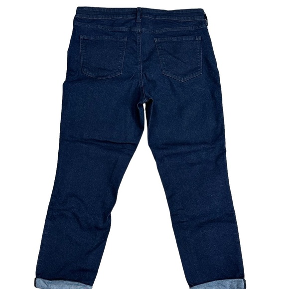 Ladies Nine West 14 Large Crop Ankle Rolled Hem Jeans Skinny Dark Wash Navy Blue - Picture 4 of 10